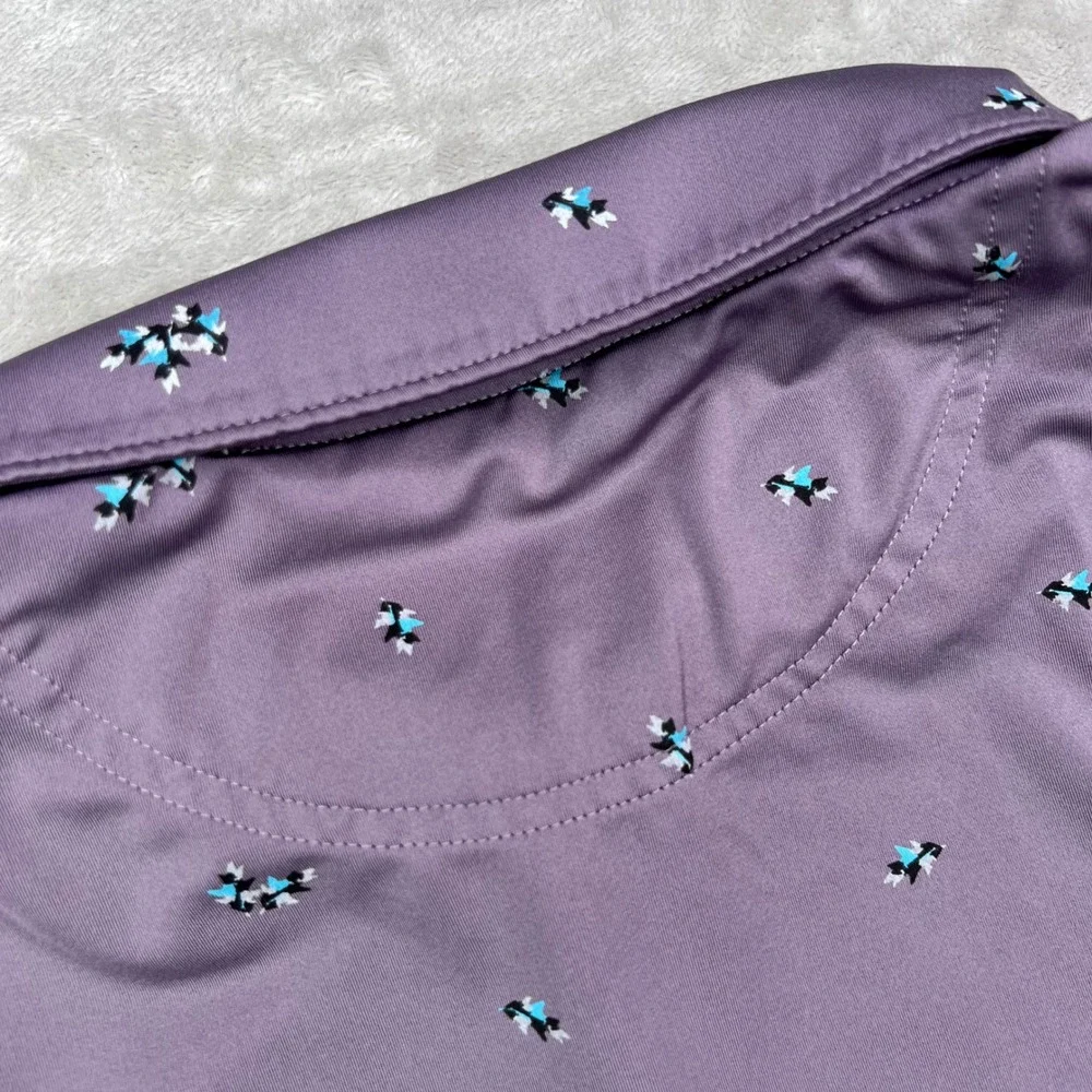 Puma Mattr Foliage Golf Polo Shirt Men 2XL Purple Leaves AOP Stretch Performance